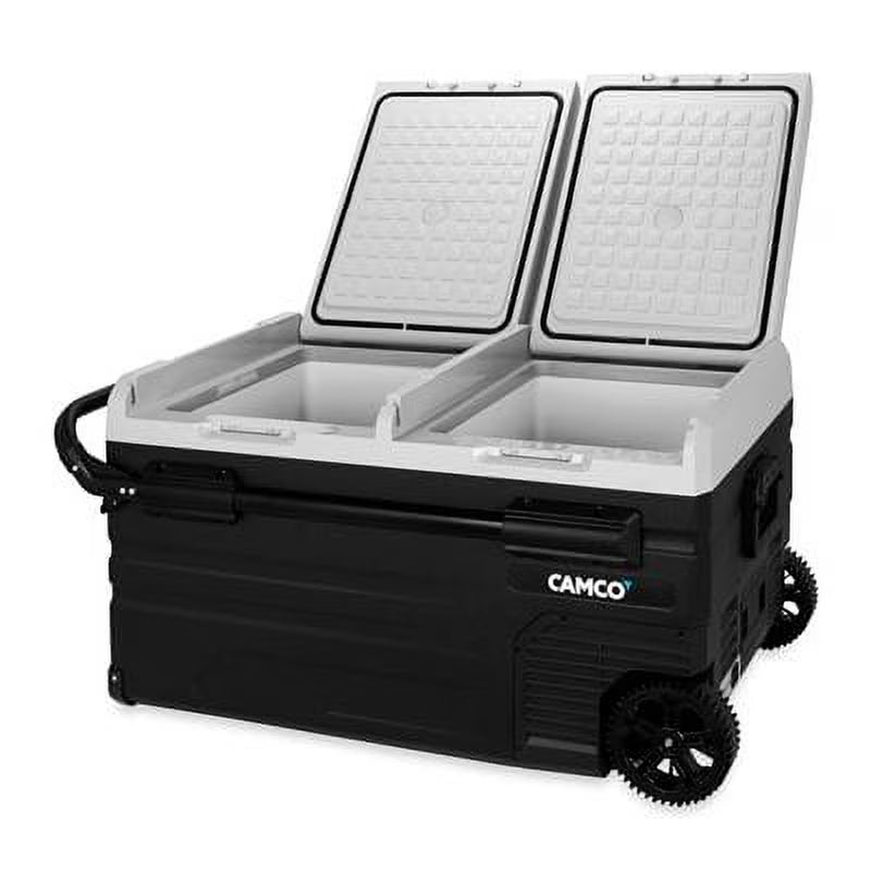 Camco CAM-750 75-Liter Portable Compact Fridge/Freezer | Features Bluetooth Capable Remote Access & 2 Compartments w/Dual Zone Cooling | Adjusts from -4?? F to 68?? w/2 Cooling Modes ECO & MAX (51520)