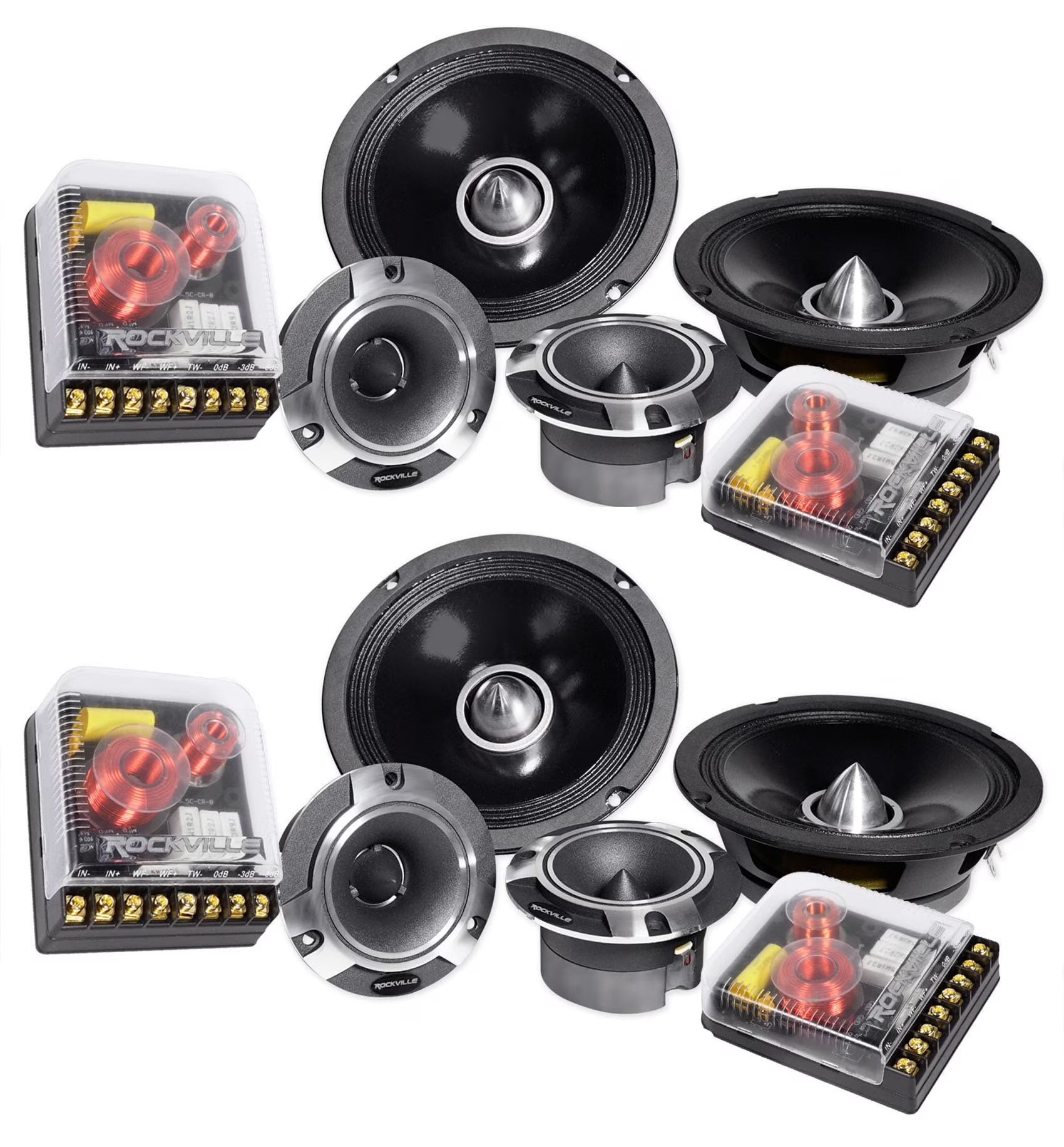 2) Pairs Rockville X6.5C Competition 6.5  1000 Watt Component Car Audio Speakers