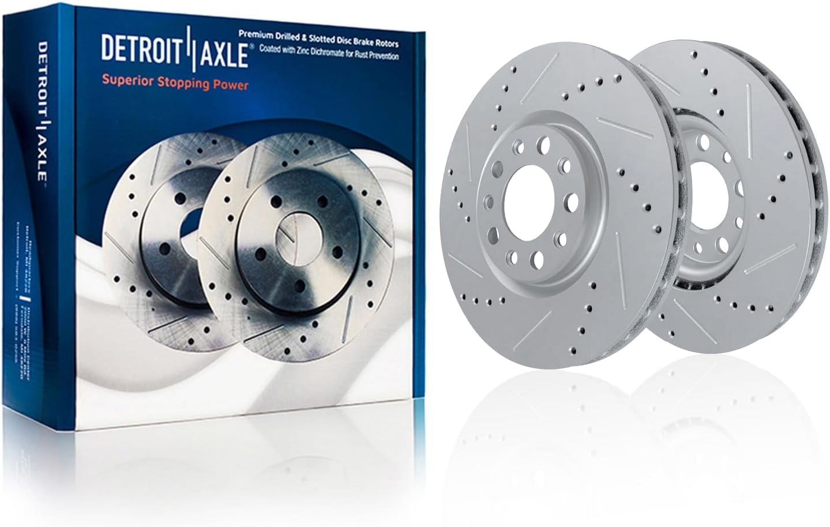 Detroit Axle - 321mm Front Drilled and Slotted Disc Brake Rotors for Chevrolet Equinox GMC Terrain Buick Envision LaCrosse Regal Sportback