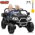 Joyracer 4WD 24 Volt Ride on Toys UTV with 2 Seater & Remote Control, Kids Electric Golf Cart w/ 4x200W Power Motors, Tiltable Trailer & Shovel, 4 Wheels Spring Suspension, Bluetooth USB Music, Black