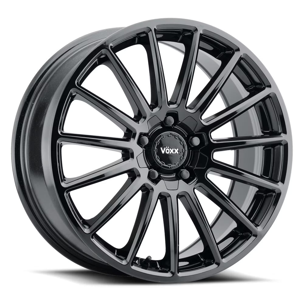 Casina Custom Wheel 18x8 inch 5-112 Bolt-Pattern 32 Offset Gloss Black Rim Style 15 Spoke for Passenger