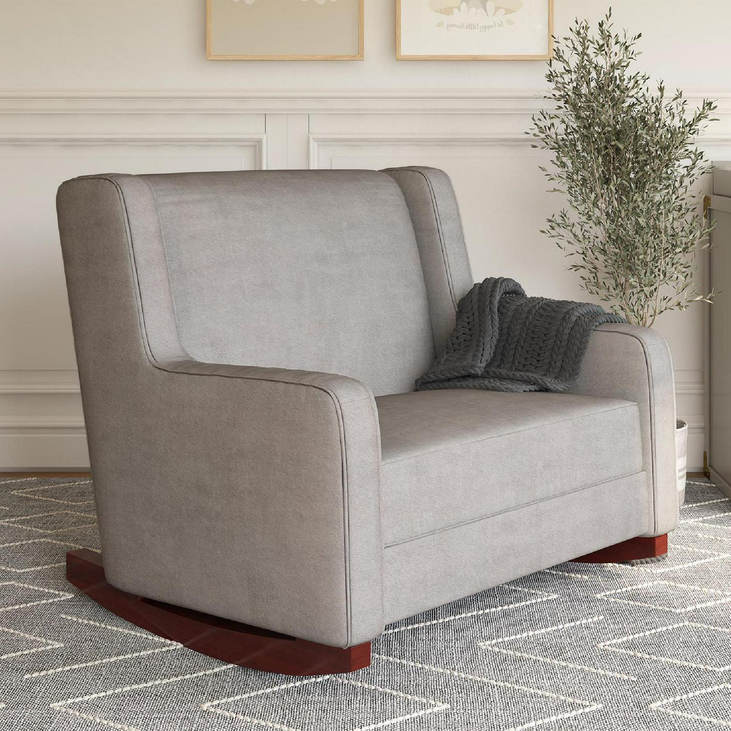 Baby Relax Hadley Upholstered Double Rocker Chair. Taupe Microfiber