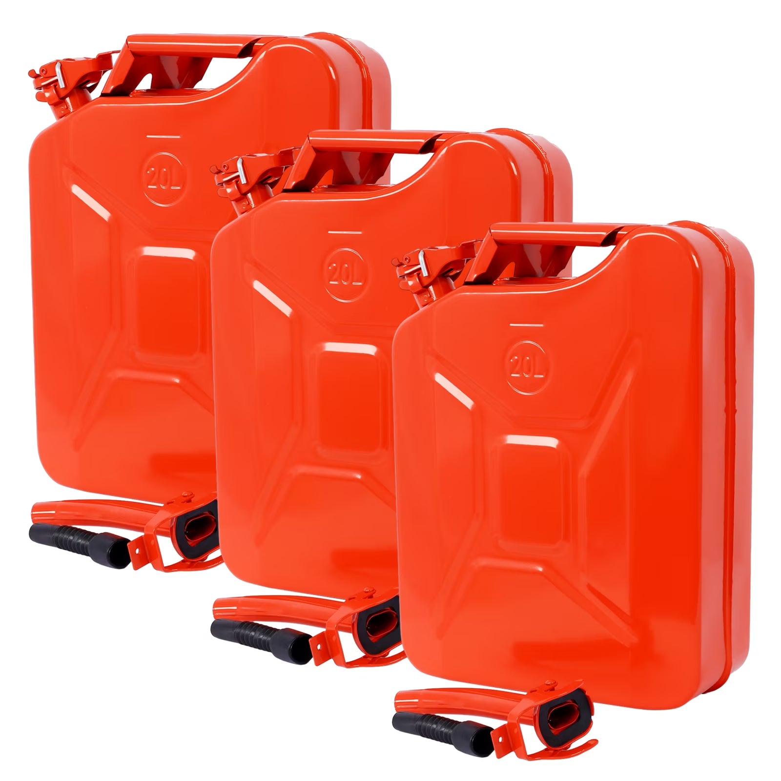3 PCs 20 Liter/5 Gallon Fuel Can Metal Gas Can Fuel Tank Can Portable Fuel Tank Steel Fuel Can With Spout For Automobile