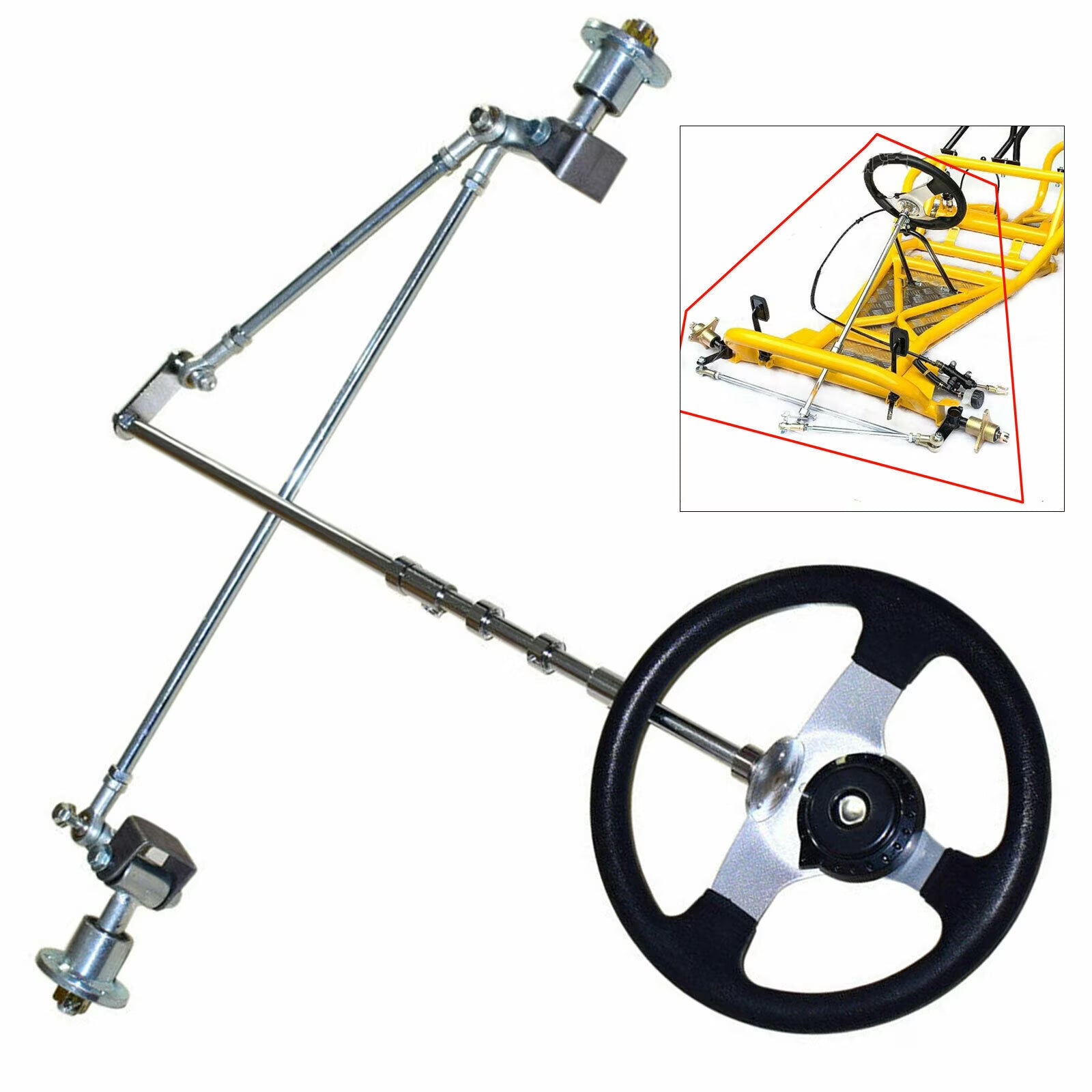 Miumaeov Front Axle Kit Front Steering Assembly Tie Rod Wheels Ball Joint For 168CC Go Kart Cart ATV Quad