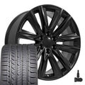 22x9 Wheels Fits GMC Chevy Trucks - Silverado CV84 Chrome Rims, Ironman Tires, Lugs, TPMS SET