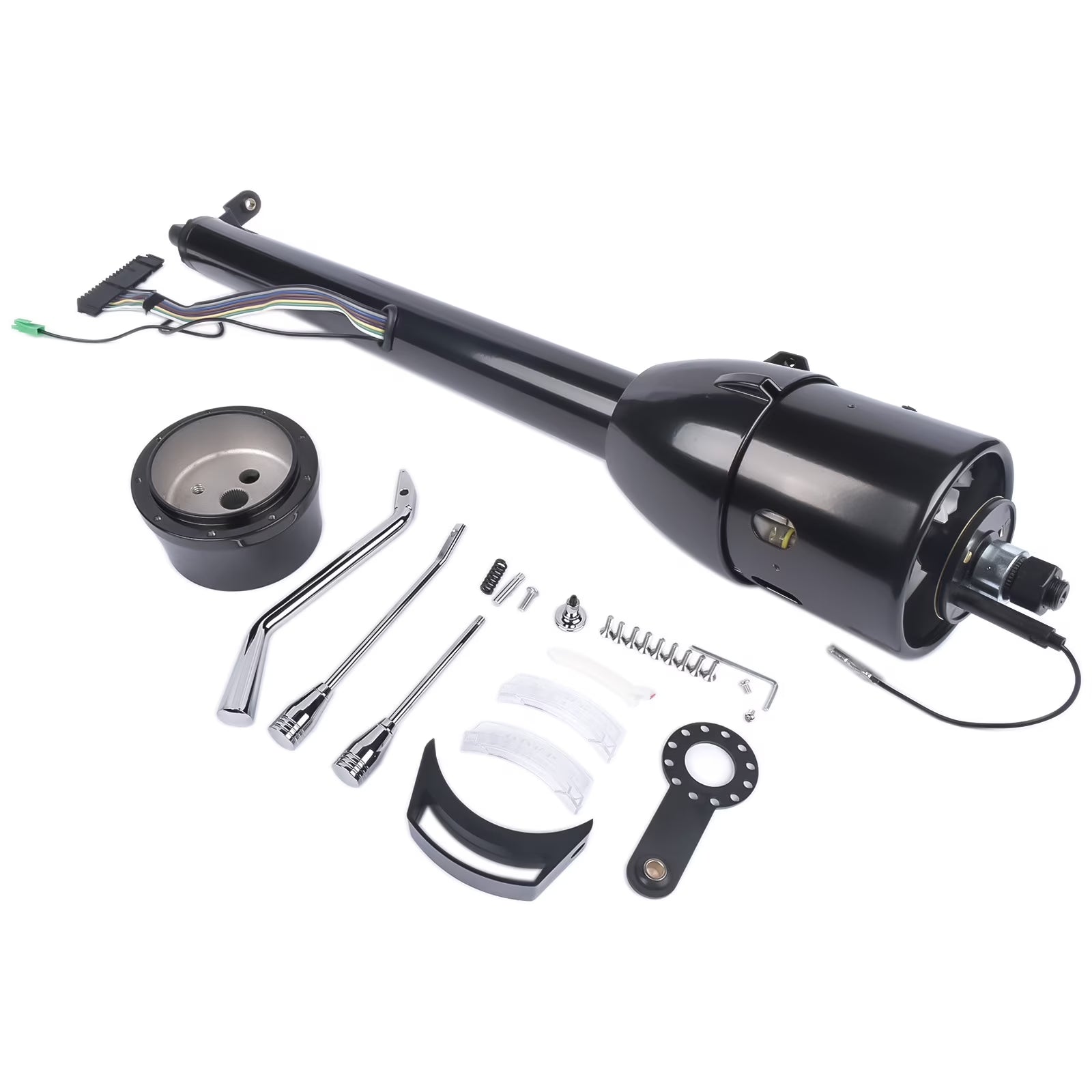 GELUOXI Street Hot Rod 30  Black Steering Column Tilt Auto Floor Shift with Adapter No Key R91002BK-30 