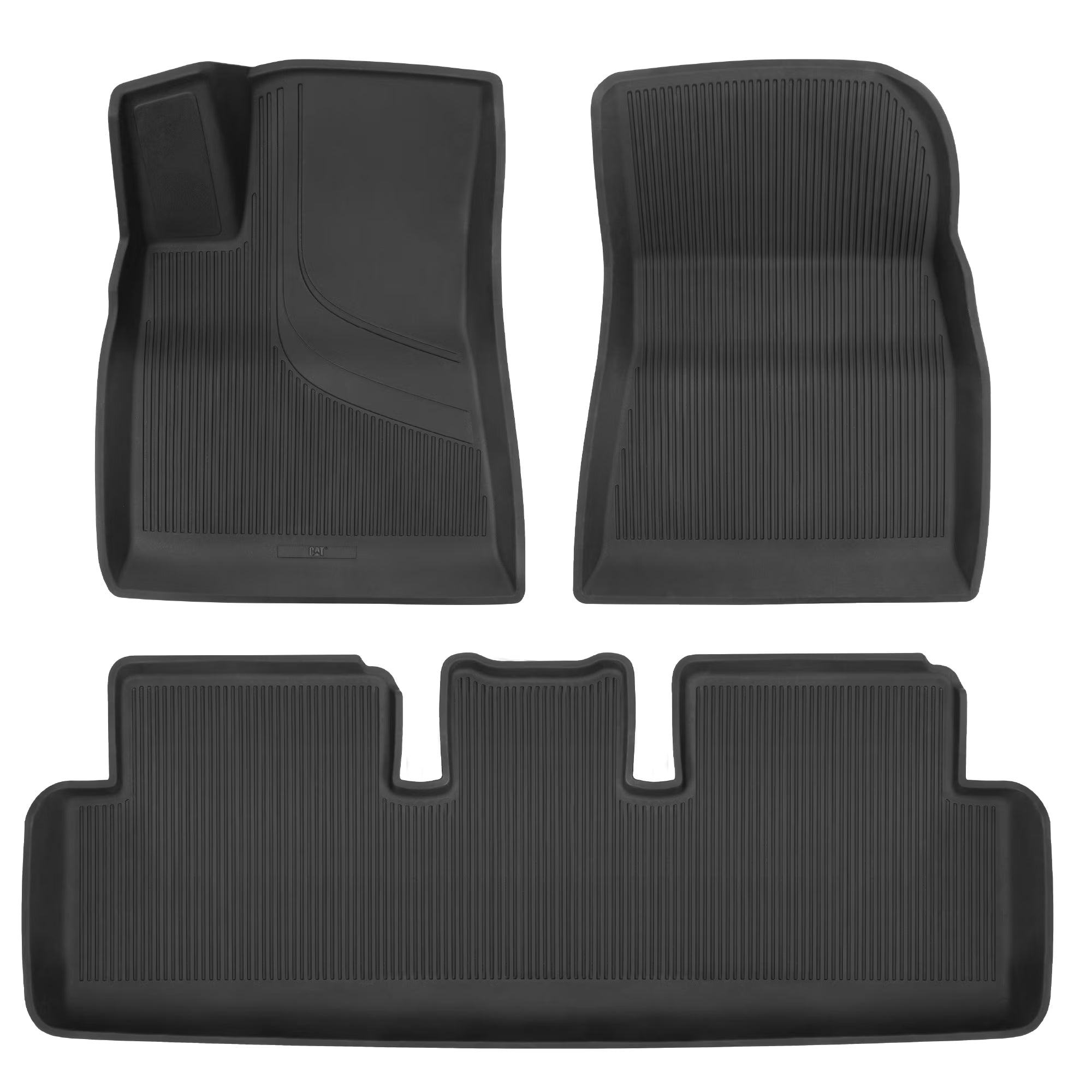 Cat? JustFit? 3D Floor Mats for Tesla Model 3 2017-2024 - Custom Fit Tesla Model 3 Floor Mats with Extended Coverage Design, Premium Tesla Model 3 Accessories