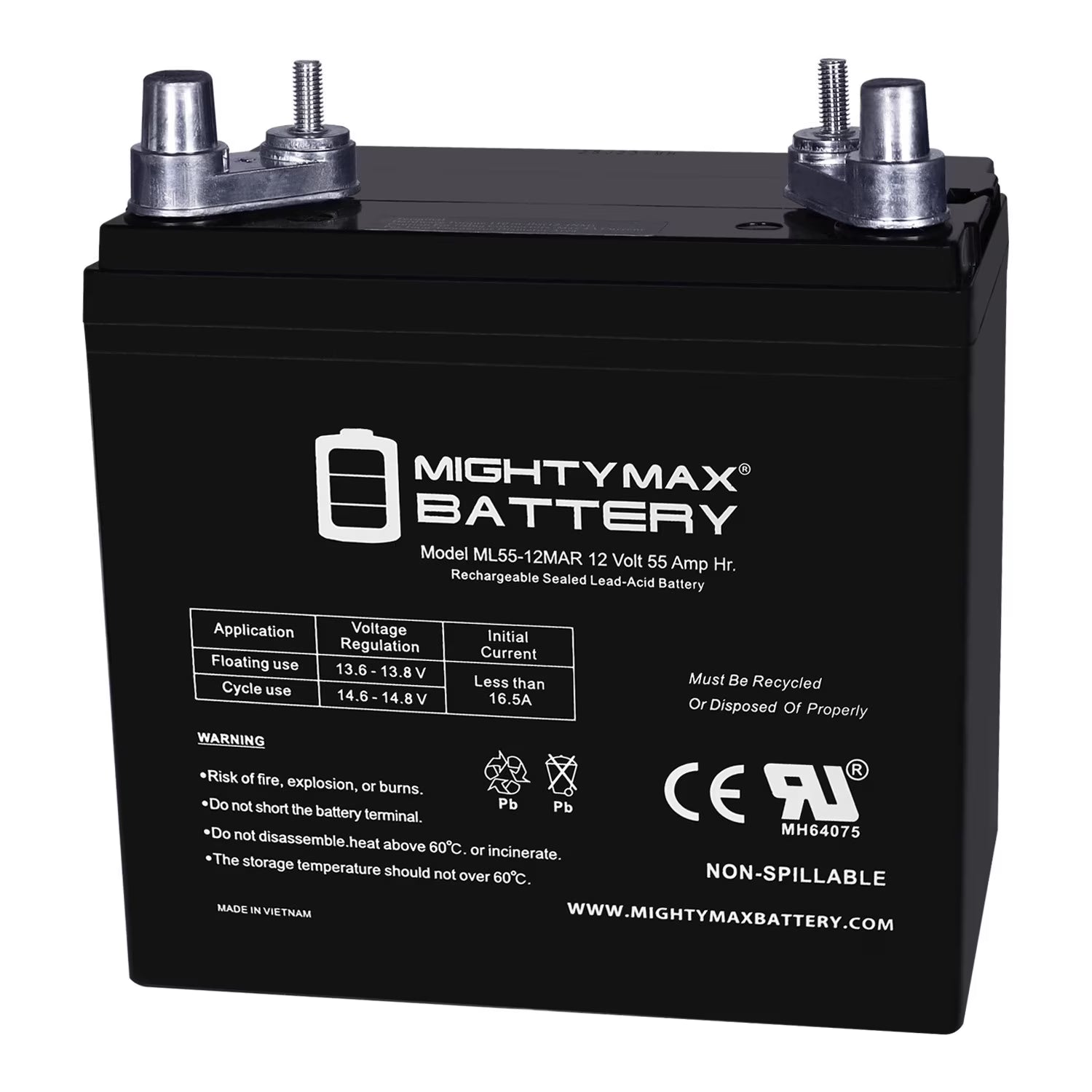 ML55-12MAR 12V 55AH Replacement Battery Compatible with Deep Cycle Marine and RV
