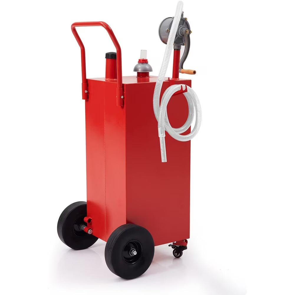 40-Gallon Portable Oil Transfer Fluid Diesel Fuel Storage Tanks, Gas Caddy Storage With Pump and Wheels For ATV Car Mowers Tractors