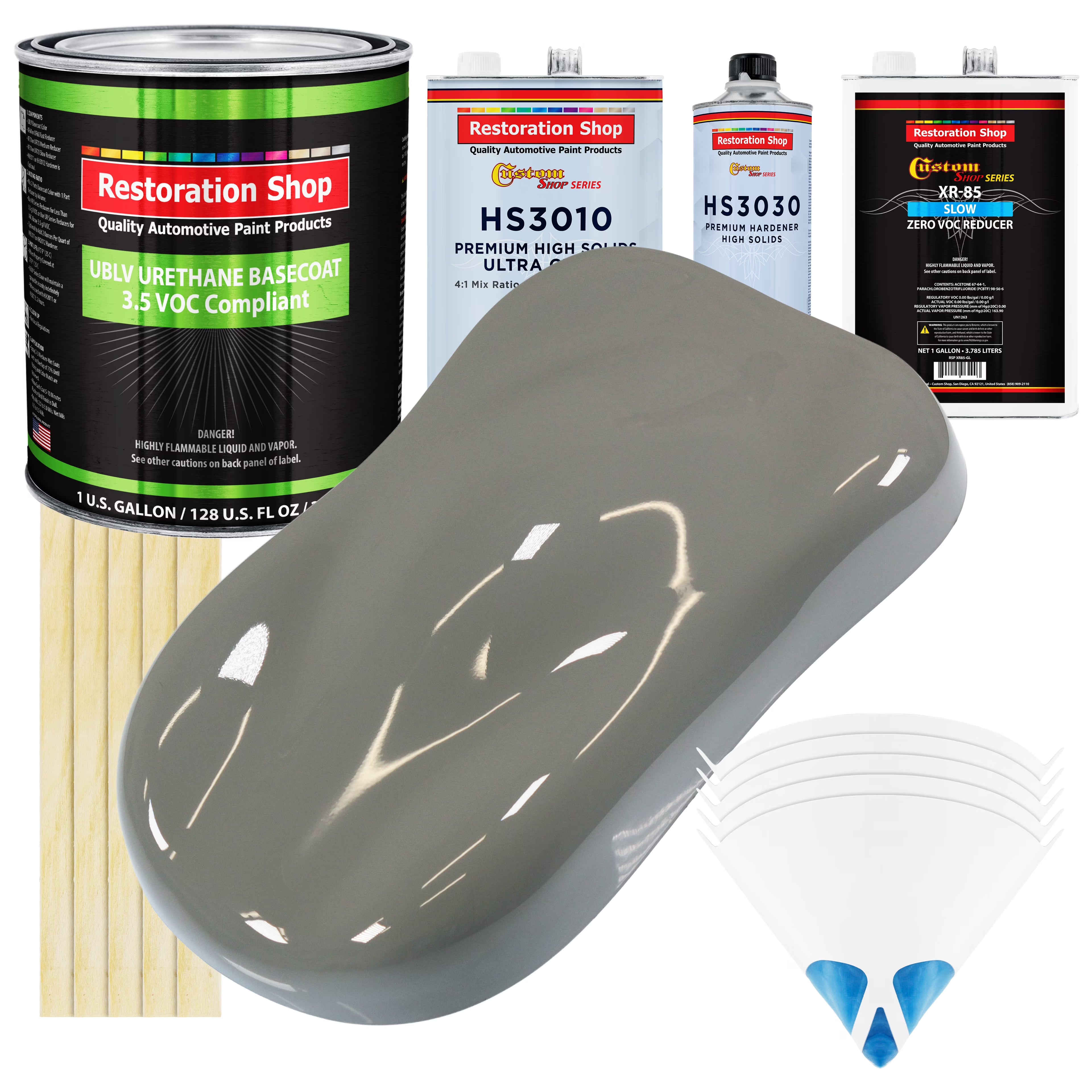 Dove Gray Low VOC SLOW PREMIUM Gallon Auto Paint Kit URETHANE BASECOAT Clearcoat