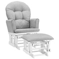 Angel Line Brookside Glider and Ottoman. White with Gray Cushions