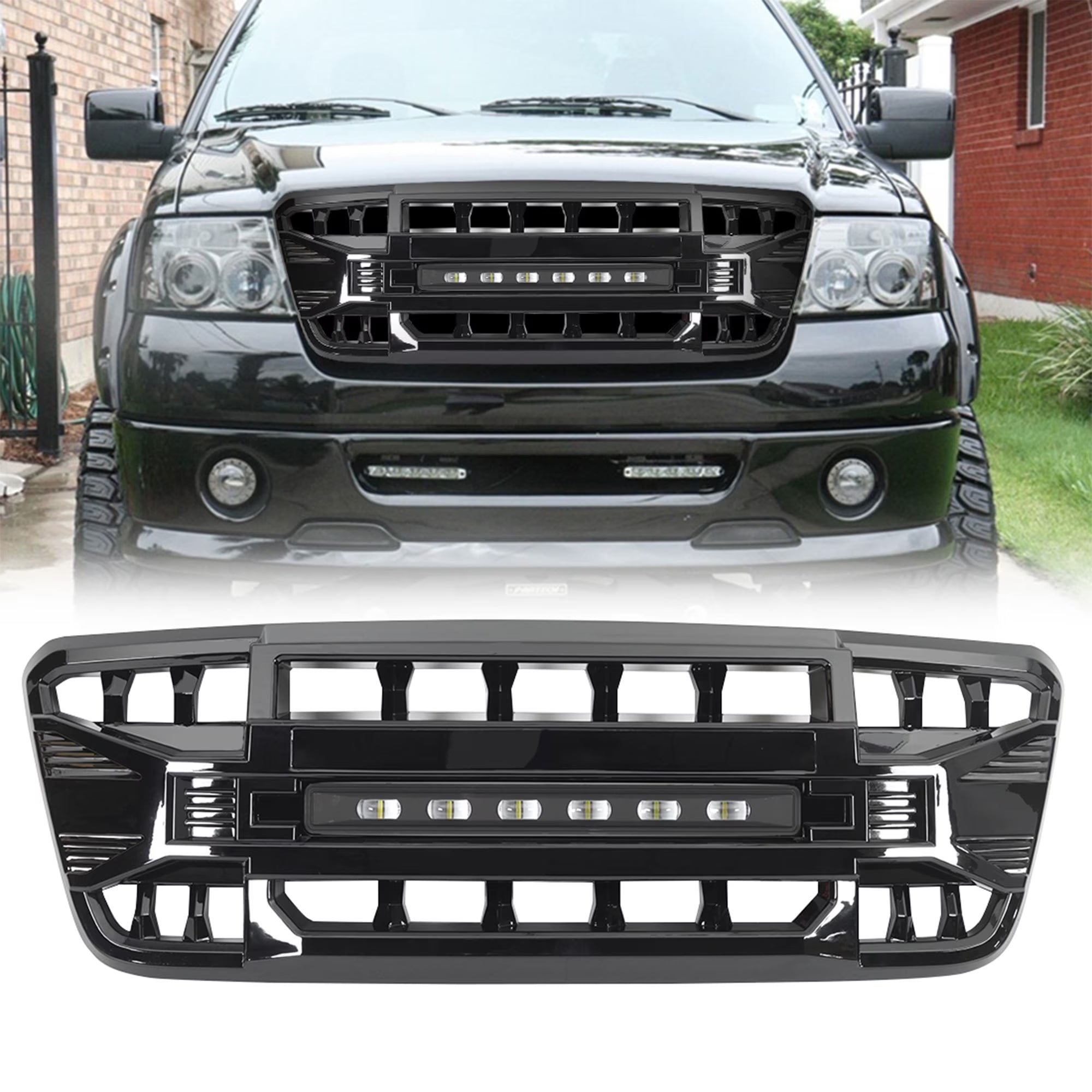 AMERICAN MODIFIED Armor Grille for 2004-08 Ford F150, Glossy Black
