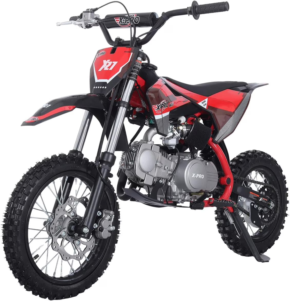 X-Pro Brand New 125cc Gas Pit Dirt Bike, 4-Speed Semi-Automatic Kick Start 14 /12  Tires
