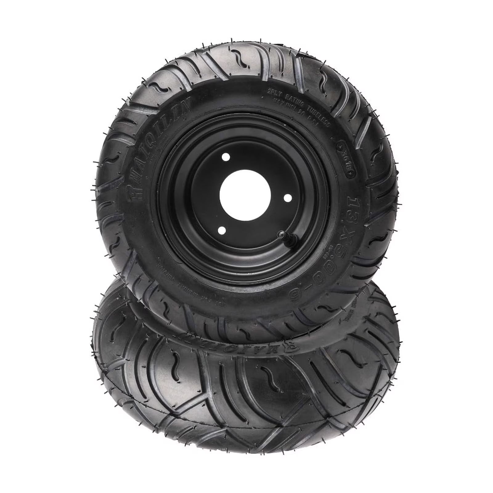 Set of 2 YC Yier 6  Go Kart Tires 13x5.00-6 Tire and Rim Go Kart ATV Wheel Tire with Rim Tubeless 3 Stud Wheels for DIY Part ATV Quad Buggy Go Cart 4 Wheelers Dune Buggy Dolly Cart Scooter