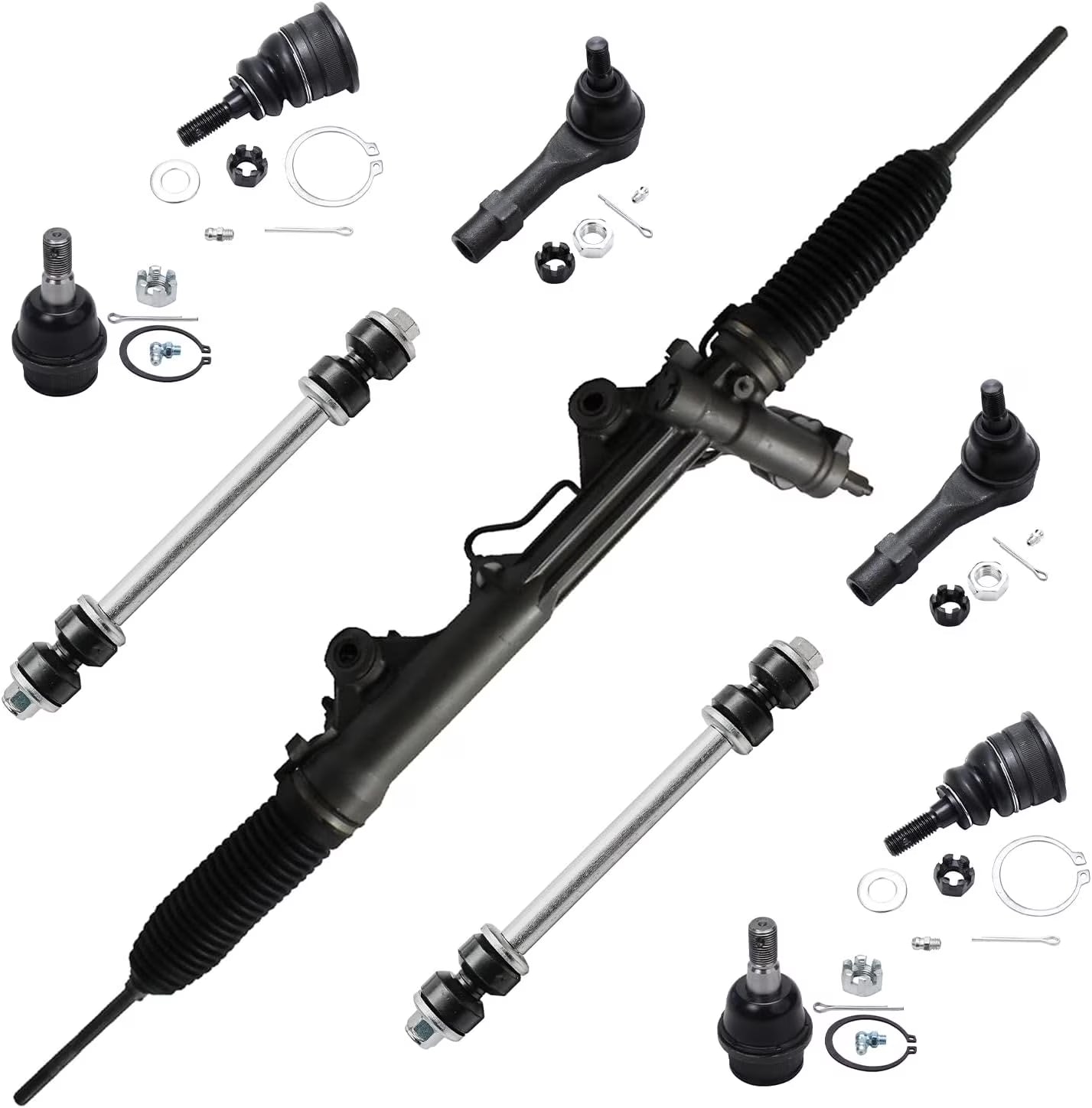 Detroit Axle - Front Power Steering Rack and Pinion + Sway Bars Suspension Kit Replacement for Ford Explorer Mercury Mountaineer 4.0L - 9pc Set