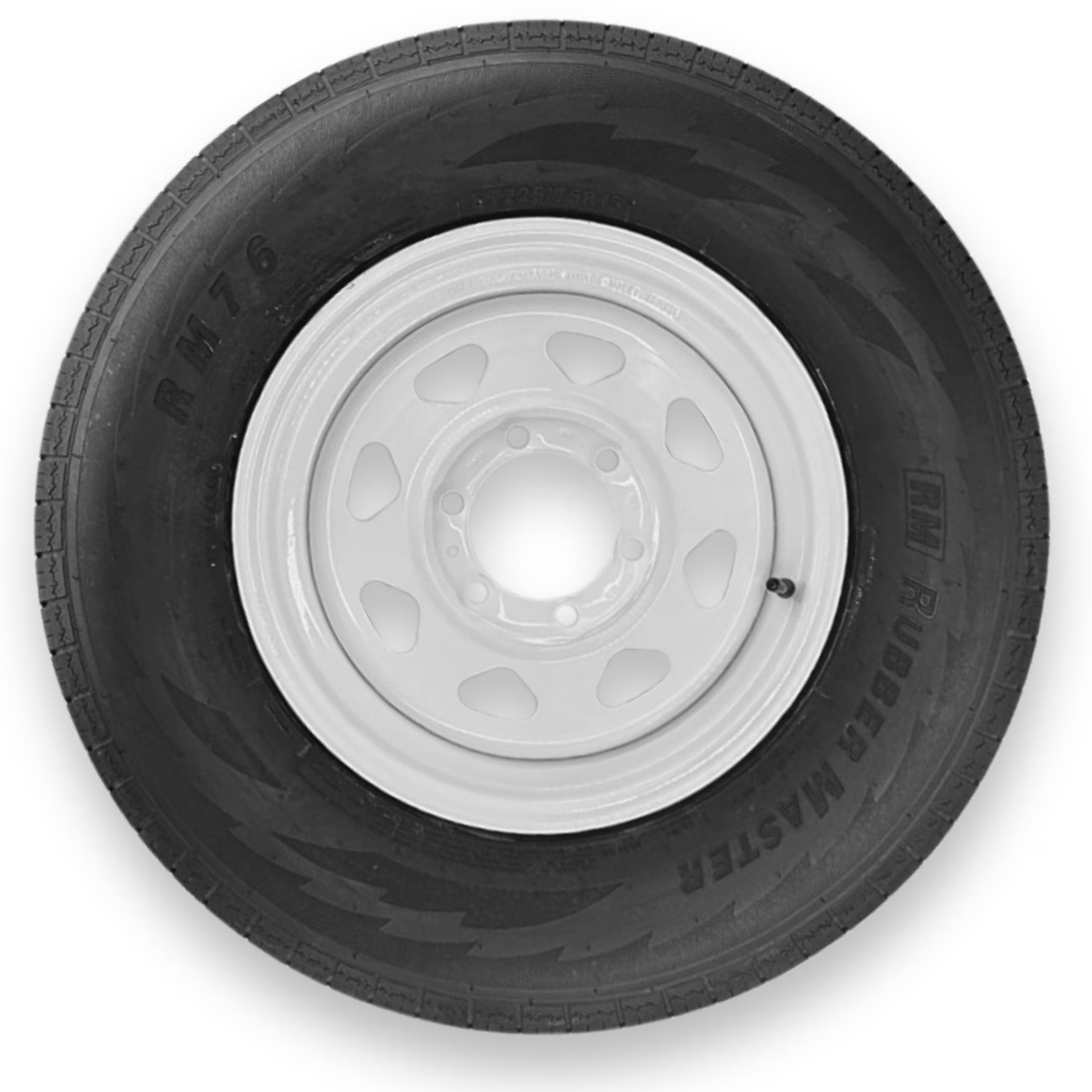 RubberMaster ST225/75R15 10 Ply Highway Rib Tire and 6 on 5.5 Eight Spoke