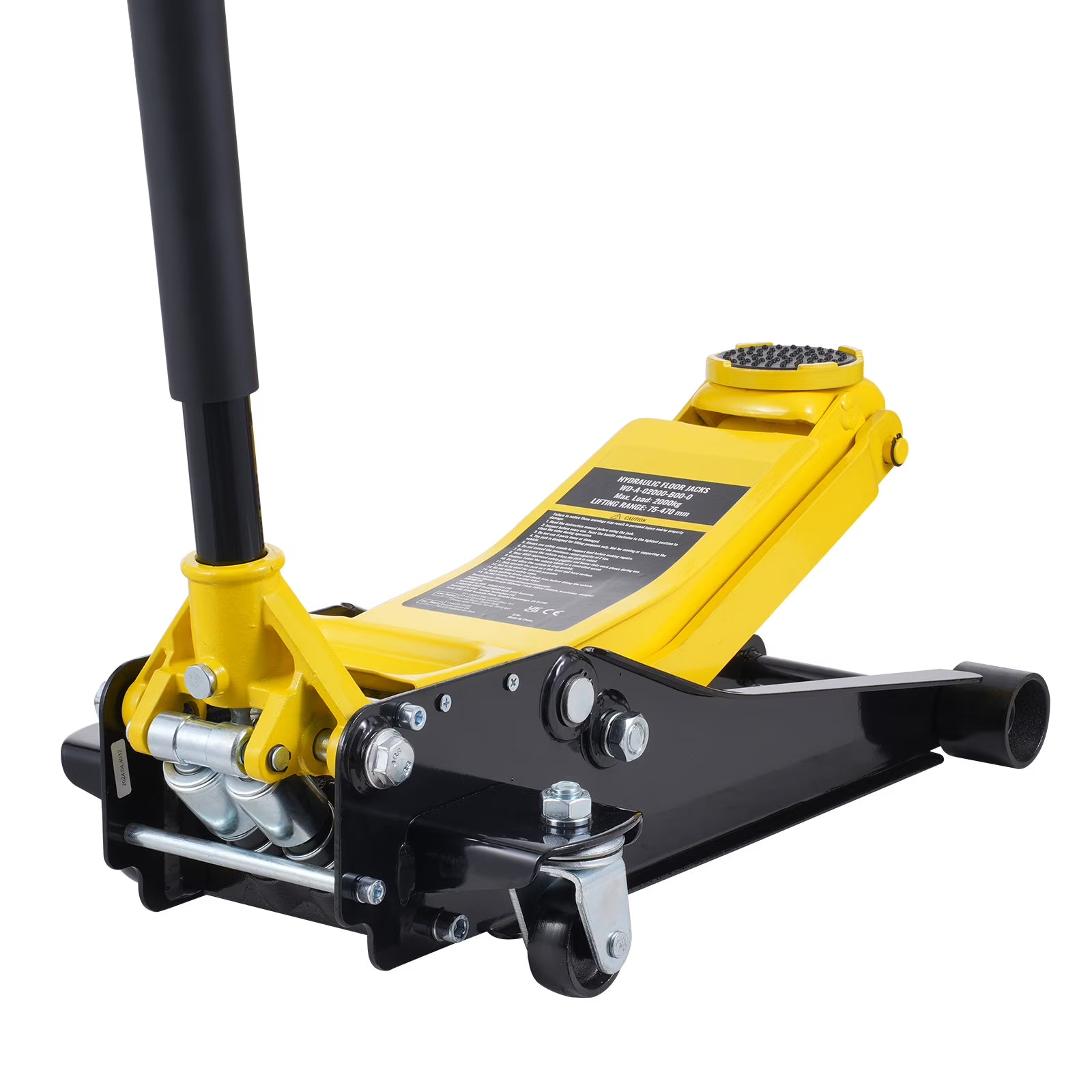 KFFKFF Low Profile Floor Jack 2 Ton Capacity, Durable Iron Hydraulic Auto Jack, Dual Piston Fast Lift Pump, 3 -18.5  Lift Height Range (Yellow)