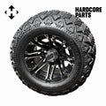Hardcore Parts 10  Machined/Black 'Lancer' Golf Cart Wheels and 18¡åx9??10??DOT rated All-Terrain tires - Set of 4, includes Chrome 'SS' center caps and 1/2x20 Chrome lug nuts