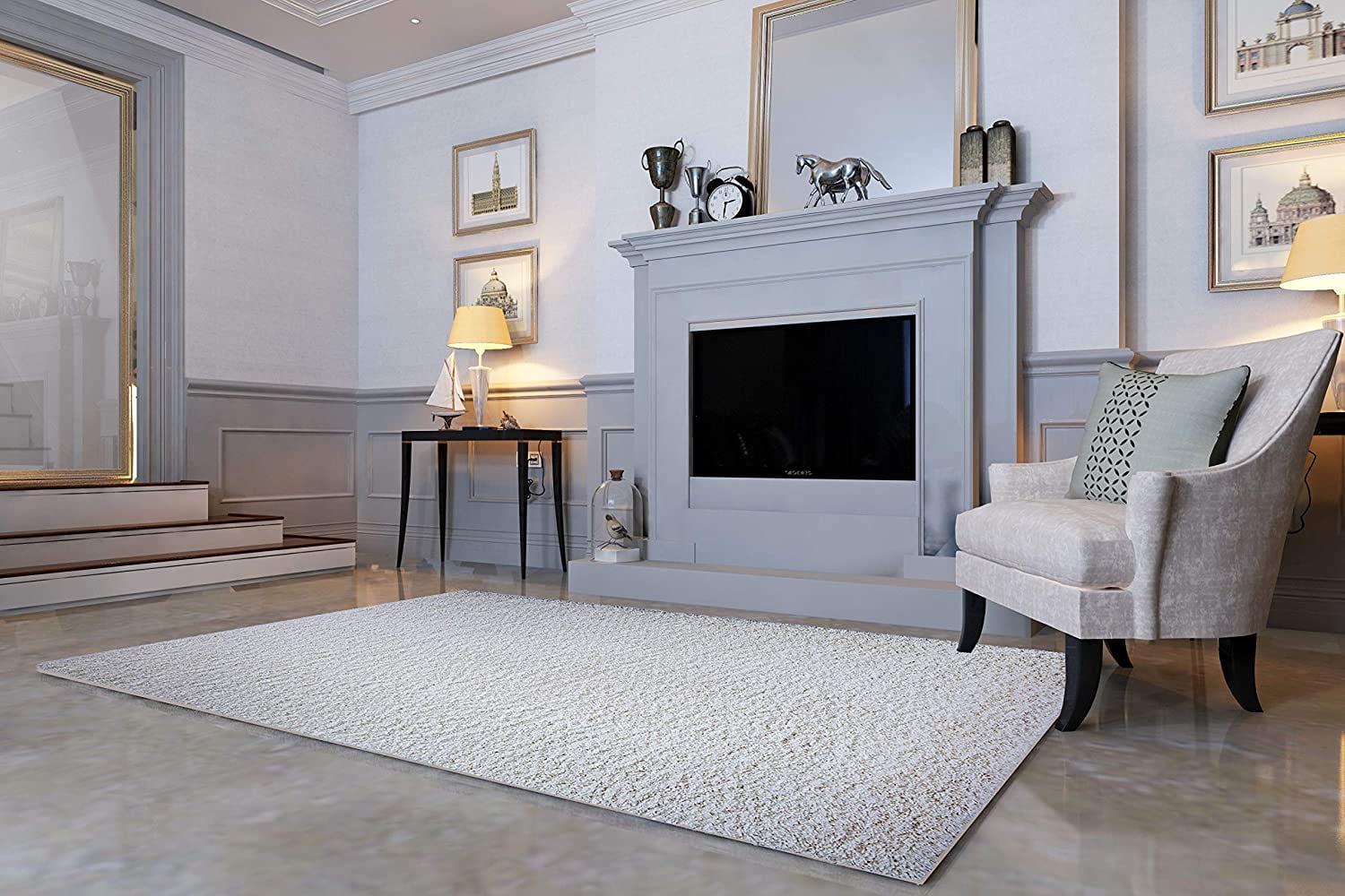 Elegant Comfort Shaggy Collection Modern Indoor Area Rugs. Fluffy Living Room Carpets for Children Bedroom Home D??cor Nursery Rug. 5¡ä x 7¡ä ft. Solid Black