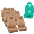 FH Group 3 Rows Universal Fit Faux Leather Car Seat Covers for SUV Sedan, Airbag Compatible, Split Bench w/ Free Air Freshener - 7 Seaters Beige