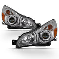 AKKON - For 2010-2014 Subaru Legacy/Outback Daytime Running Lamp Projector Headlights Chrome Housing Clear Lens Full Set