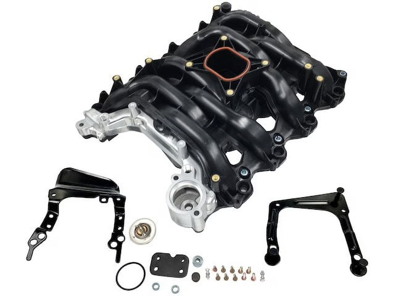 Upper Intake Manifold Kit with Thermostat - Compatible with 2001 - 2011 Lincoln Town Car 4.6L V8 2002 2003 2004 2005 2006 2007 2008 2009 2010