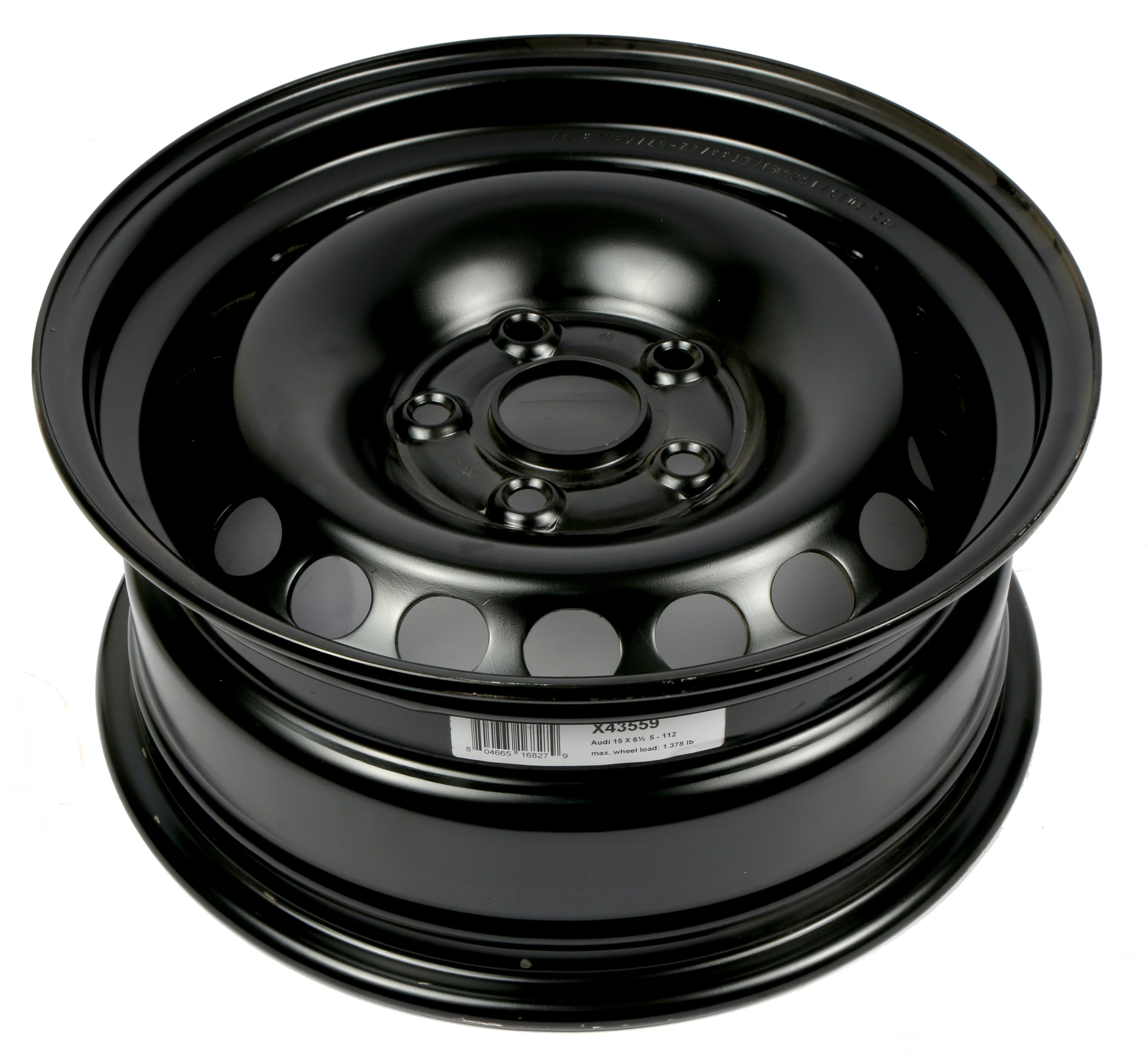 2002-2005 Audi A4 15 x 6-1/2 Single 5 Lug Black Steel Wheel Rim 8E060102703C