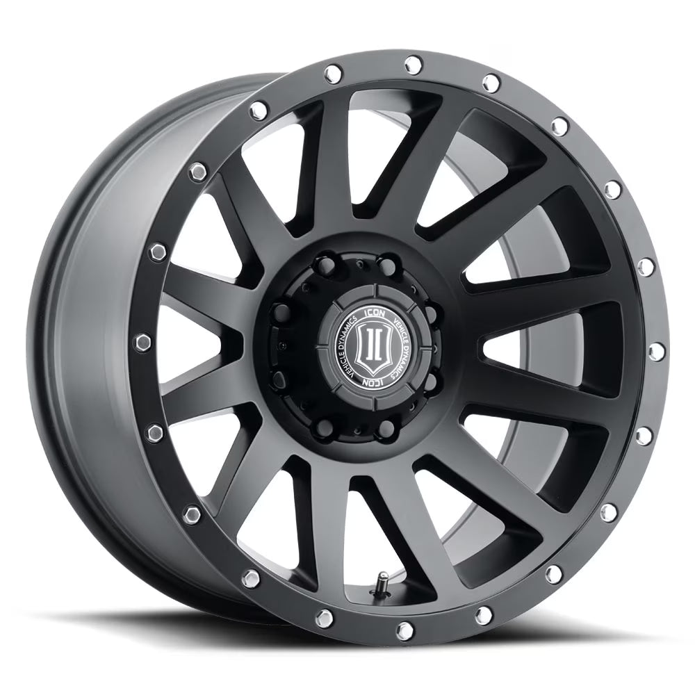 ICON ALLOYS COMPRESSION SAT BLK - 20 X 10 / 8 X 180 / -19 MM / 4.75  BS Fits select: 2011-2023 CHEVROLET SILVERADO, 2011-2023 GMC SIERRA