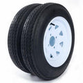 Ktaxon 1 Pair of Trailer Tires On Rims ,4PR Golf Cart Tires,4.80-12 480-12 4.80 X 12 4 Lug Wheel White Spoke 780LBS