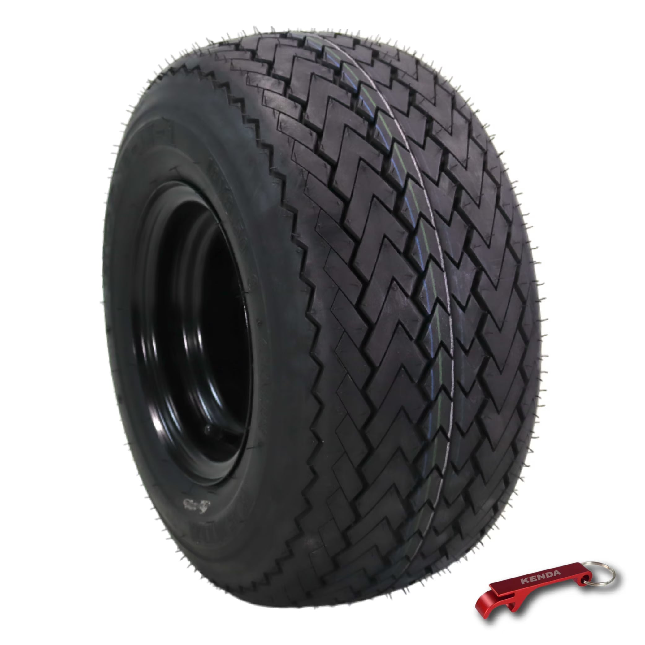 Kenda Hole-N-1 K389 18x8.5-8 Golf Cart Tire & Black Wheel with Keychain - Single