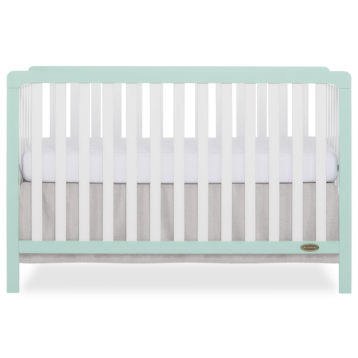 Dream On Me Ridgefield 5-in-1 Convertible Crib. Mint & White