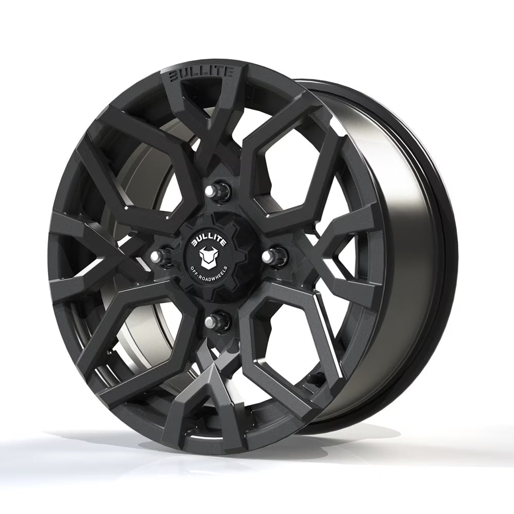 Bullite Wheels BT-07 Caster UTV ATV SXS Rims Gunmetal Gray 14  | 4x156 | 5+2 Offset | Polaris RZR 1000 XP/Ranger XP 900/1000 (14 )