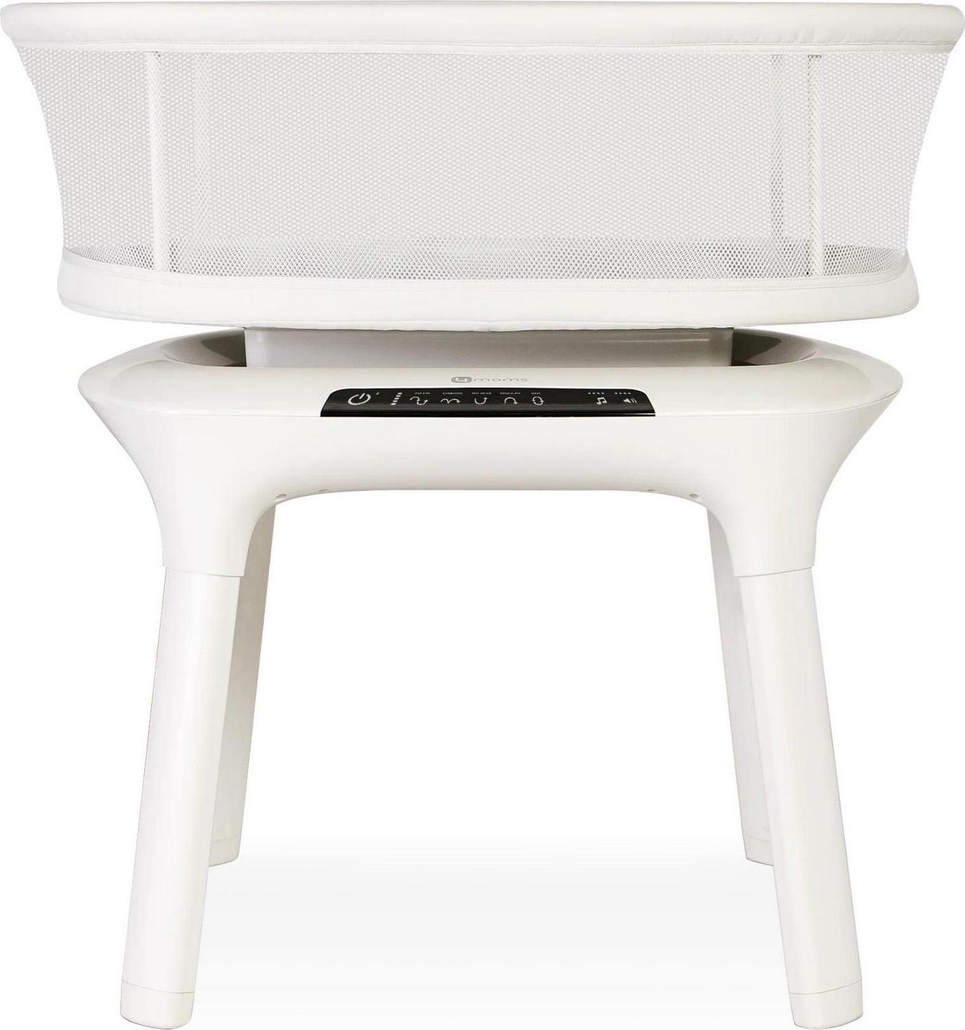 4moms MamaRoo Sleep Bassinet. Baby Bedside Bassinet. Supports Babys Sleep with Adjustable Features 5 Motions. 5 Speeds. 4 Soothing Sounds and 2 Heights