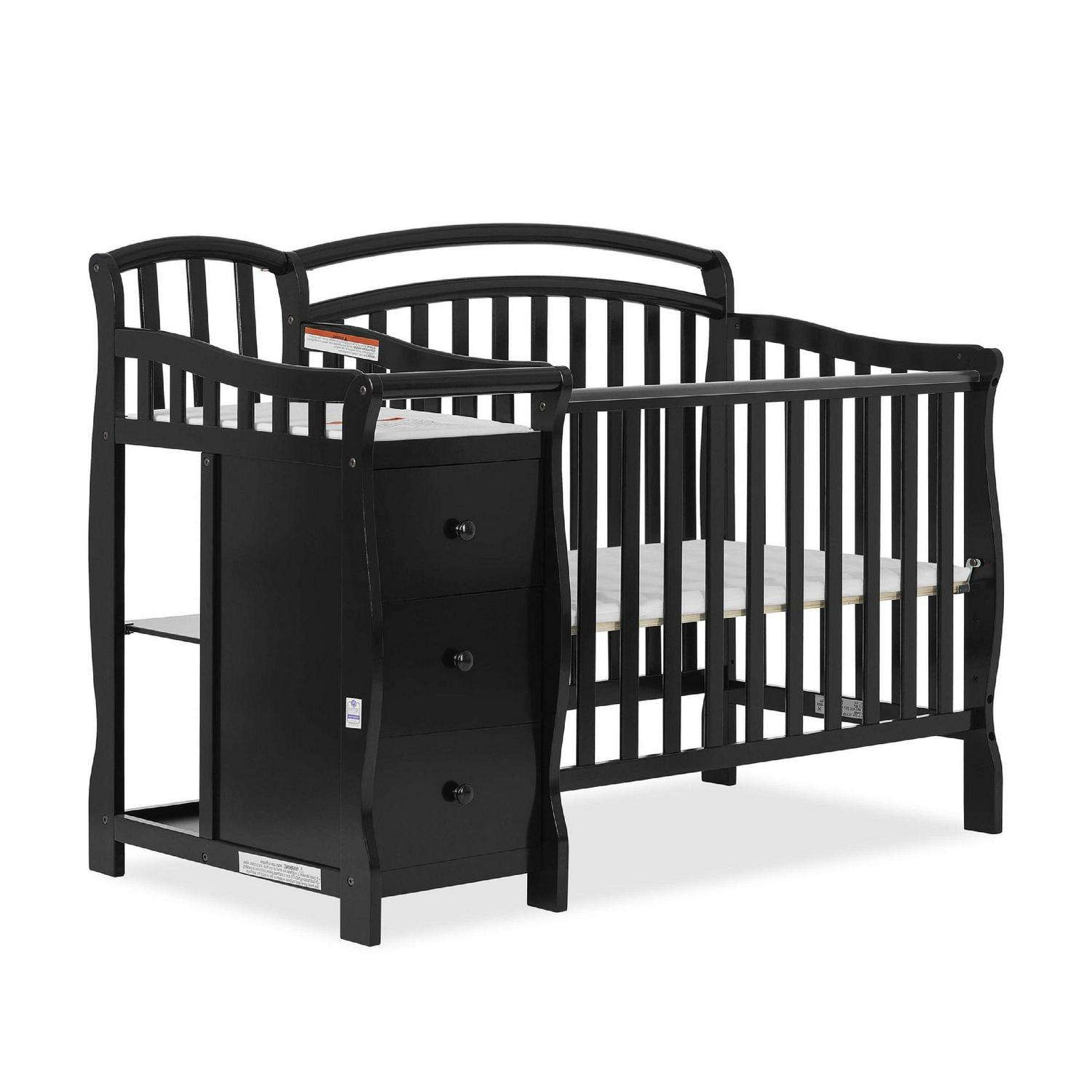 Dream On Me Casco 4-in-1 Mini Crib and Dressing Table. Black