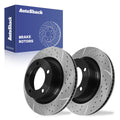 AutoShack Front Drilled & Slotted Brake Rotors | Replacement for 2007-2021 Toyota Tundra 2008-2022 Sequoia 2016-2021 Land Cruiser 2016-2021 Lexus LX570 V8 4WD | E-Coated | 2-PC Set | ShadowGuard