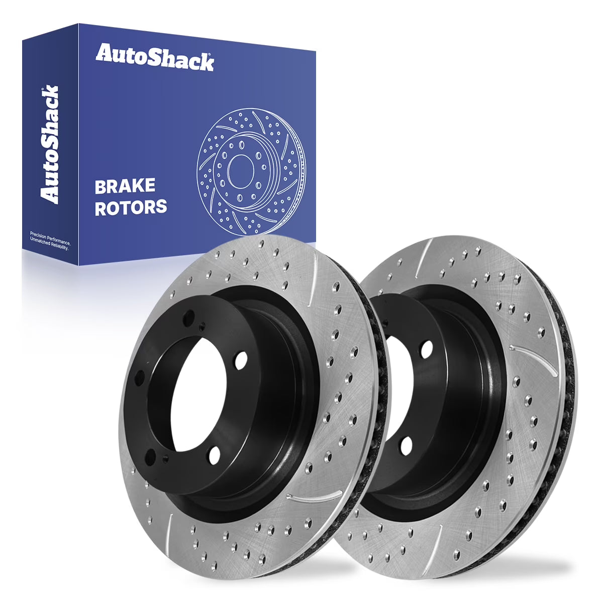 AutoShack Front Drilled & Slotted Brake Rotors | Replacement for 2007-2021 Toyota Tundra 2008-2022 Sequoia 2016-2021 Land Cruiser 2016-2021 Lexus LX570 V8 4WD | E-Coated | 2-PC Set | ShadowGuard