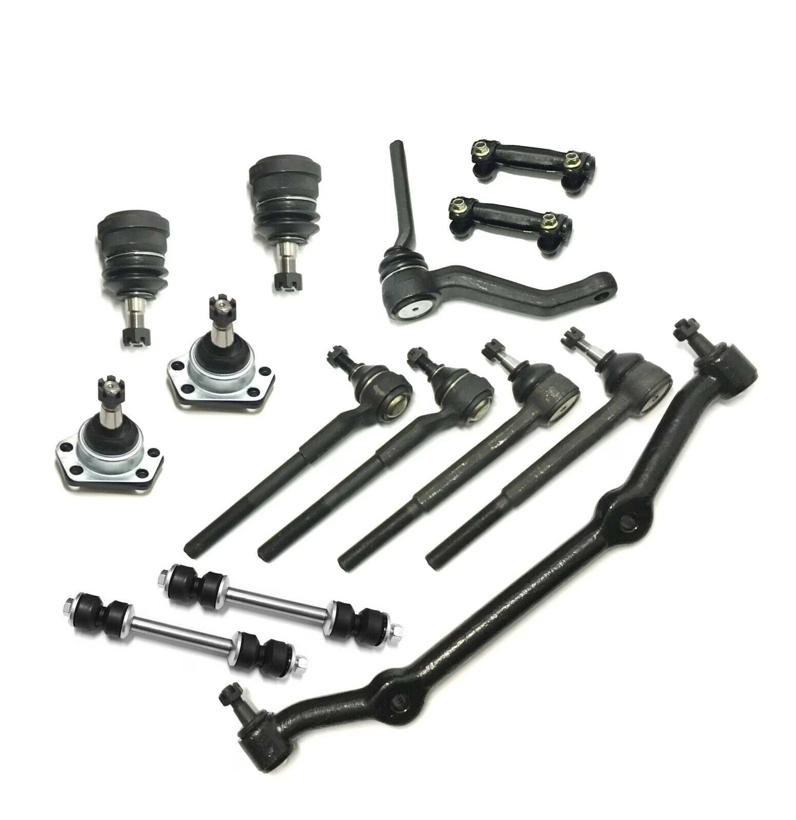 14 Pc Upper Lower Ball Joints Tie Rods Adjusting Sleeves Idler Arm Center Link Kit for 2WD Models Only Fits select: 1996-2004 CHEVROLET S TRUCK, 1996-2005 CHEVROLET BLAZER