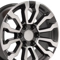 18  Replica Wheel CV35 Fits GMC Sierra 1500 Gunmetal Machined 18x8.5
