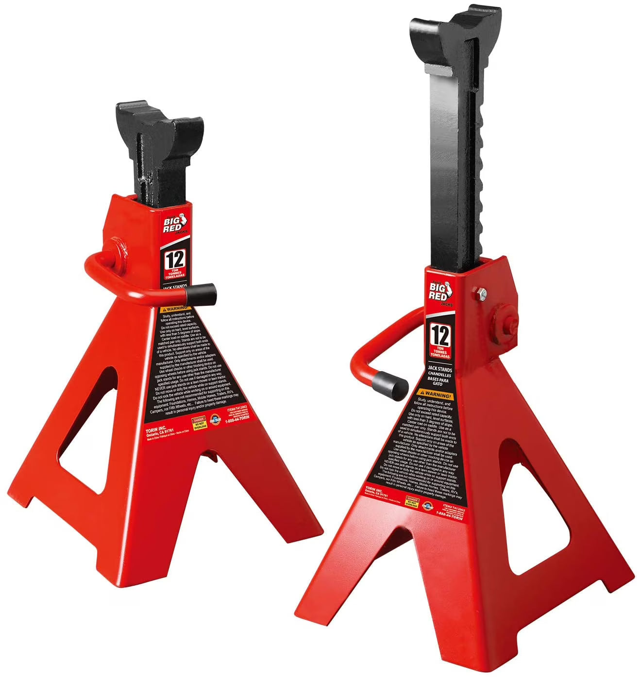 Big Red Steel Jack Stands 12 Ton (24,000 lb) Capacity Car Jack Stand, Red, 1 Pair, W412