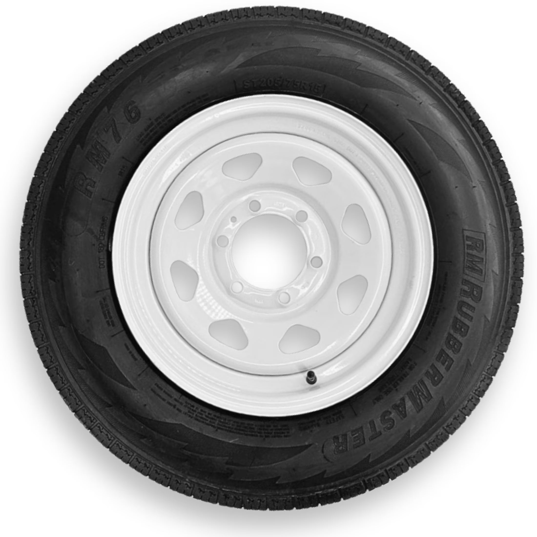 RubberMaster ST205/75R15 6 Ply Highway Rib Tire and 6 on 5.5 Eight Spoke