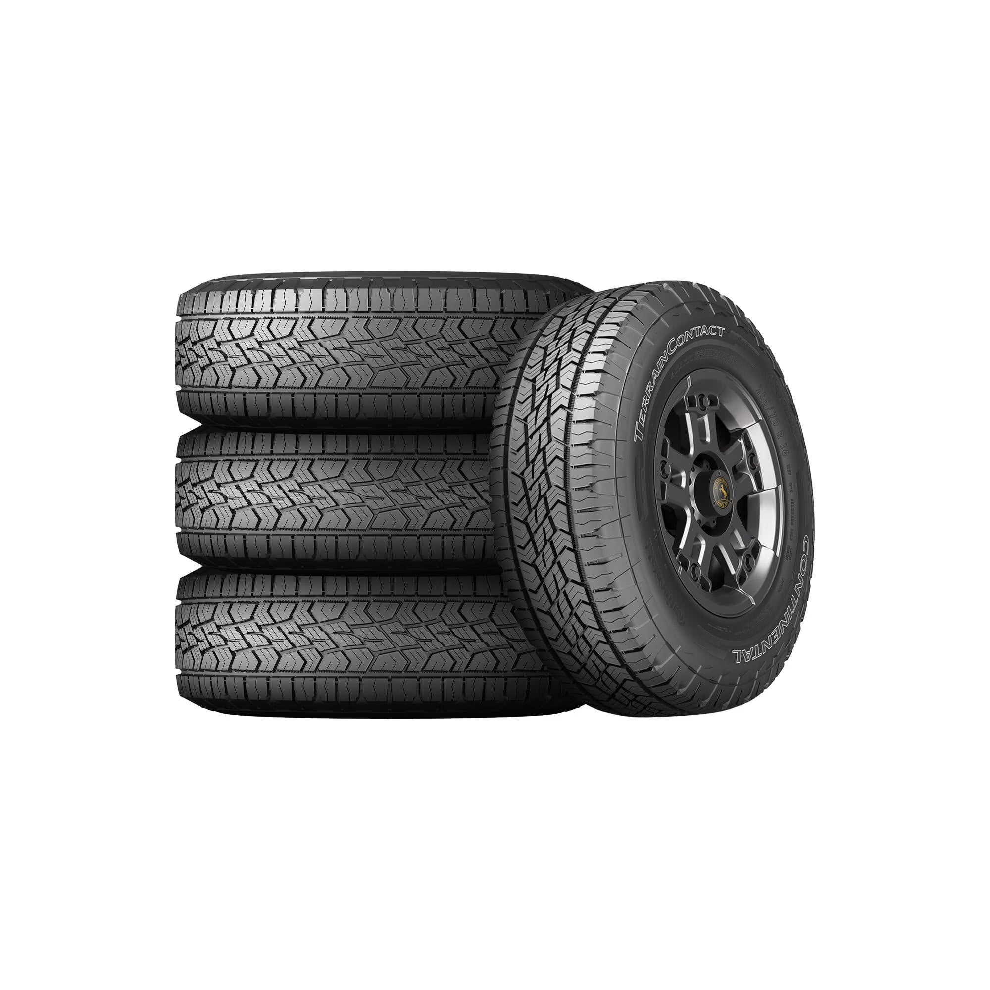 Set of 4 Continental TerrainContact A/T 265/75R16 116T Tires Fits: 1996-99 Chevrolet Tahoe Base, 2006-07 Hummer H3 Base