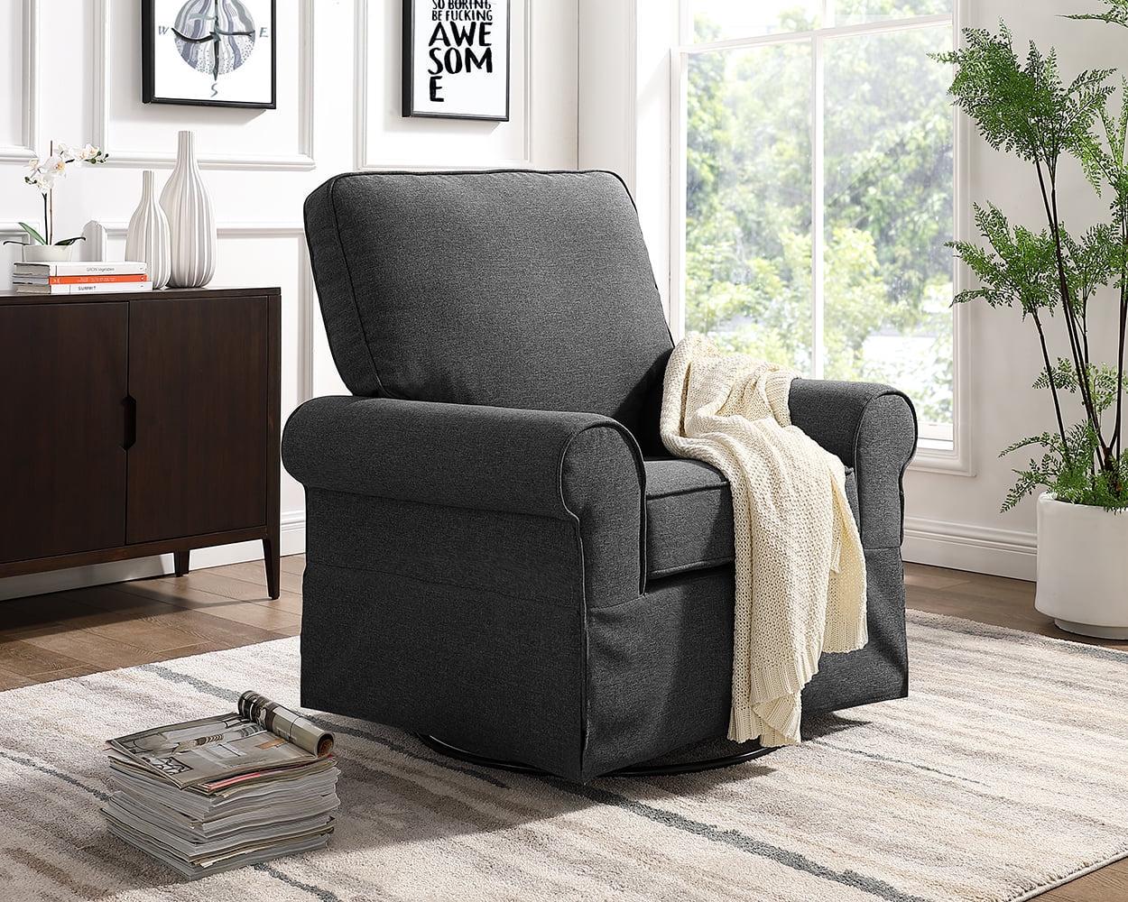 Angel Line Natalie Upholstered Swivel Glider. Dark Gray