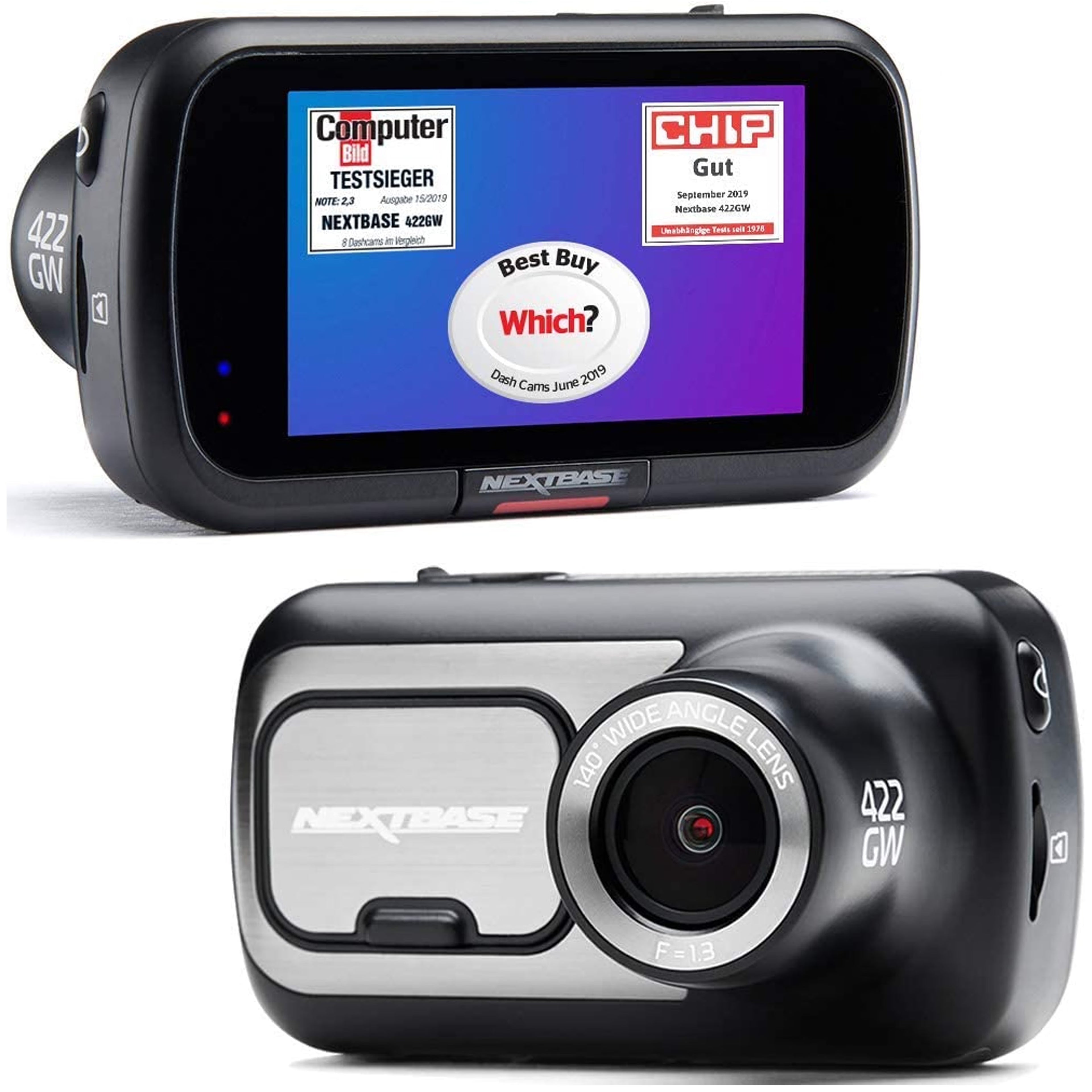 Nextbase 422GW 1440p HD WiFi GPS Bluetooth 2.5  Touchscreen Dash Cam - Black, 1 Pack