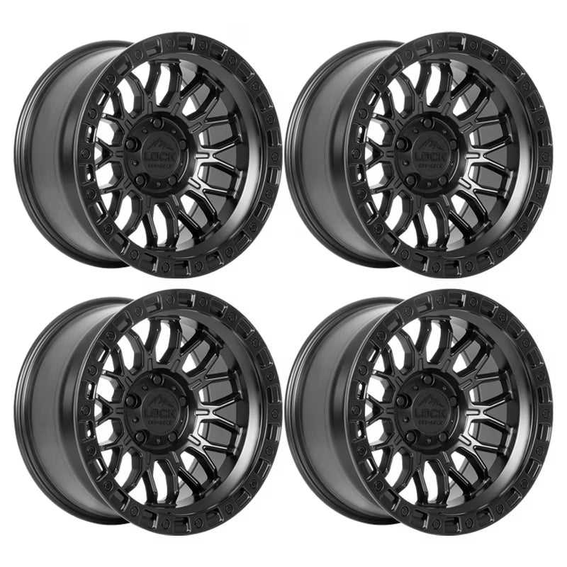 4 x Lock Offroad Combat Matte Black Wheels 6x139.7 17x9 +1et Truck Suv Rims