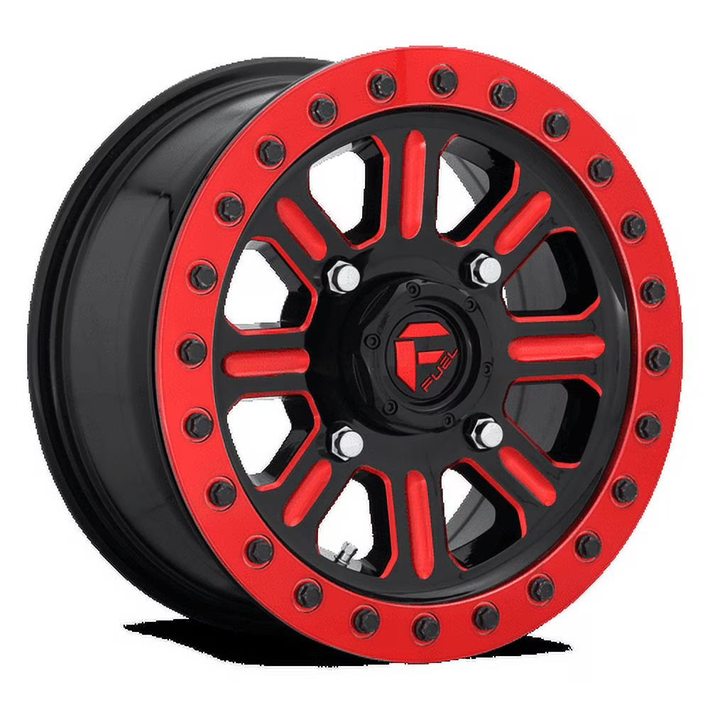Fuel UTV Aluminum Rim D911 HARDLINE BL - OFF ROAD ONLY 15X10in Gloss Black Red Tinted Clear Finish, D9111500A664