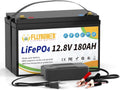 12V 180Ah LiFePO4 Battery with Charger,for Trolling Motor RV Marine Solar Camping off-Grid Boat,15000+Deep Cycles Batteries