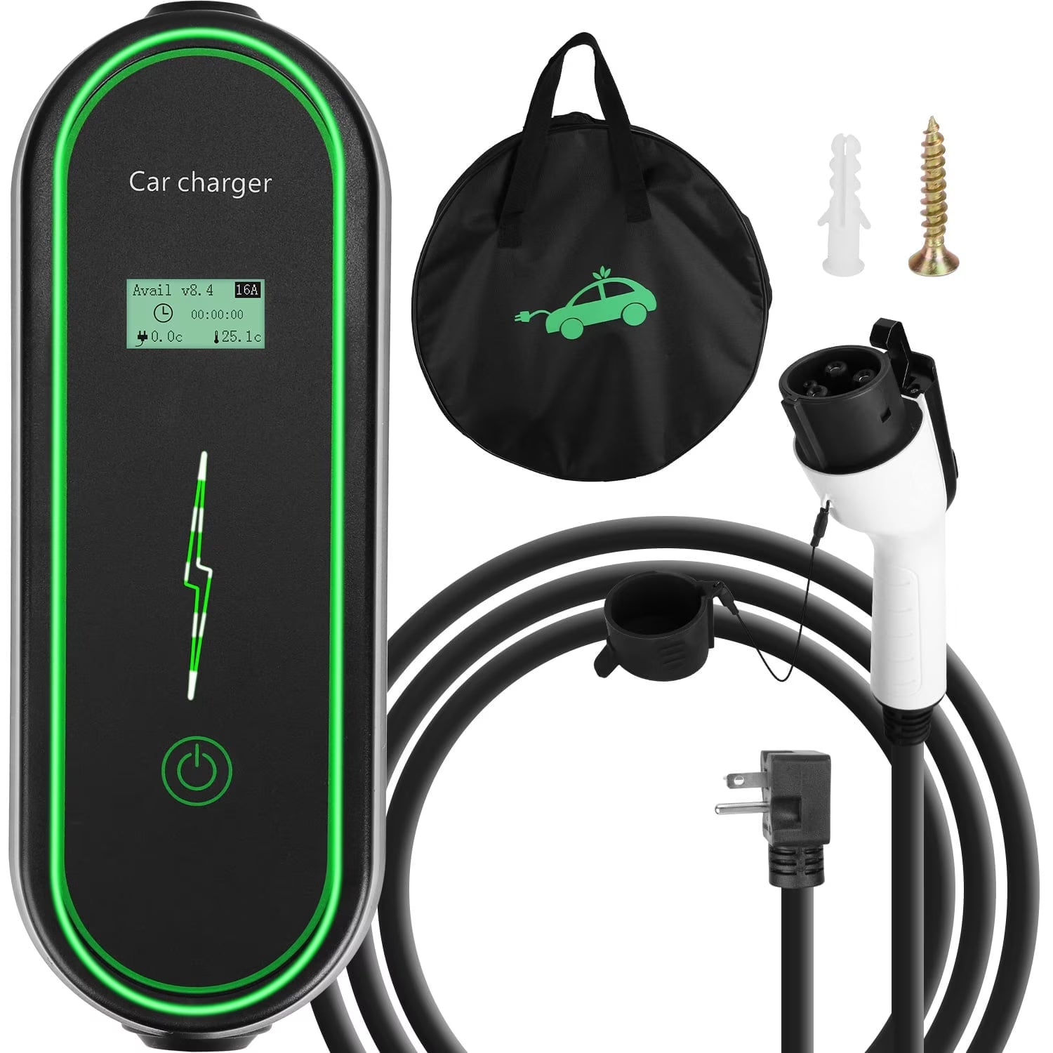 TeqHome Portable Level 2 EV Charger for Home Outdoor Electric Vehicle Charging Station Equipment Fit for All J1772 EV Hybrid Vehicles