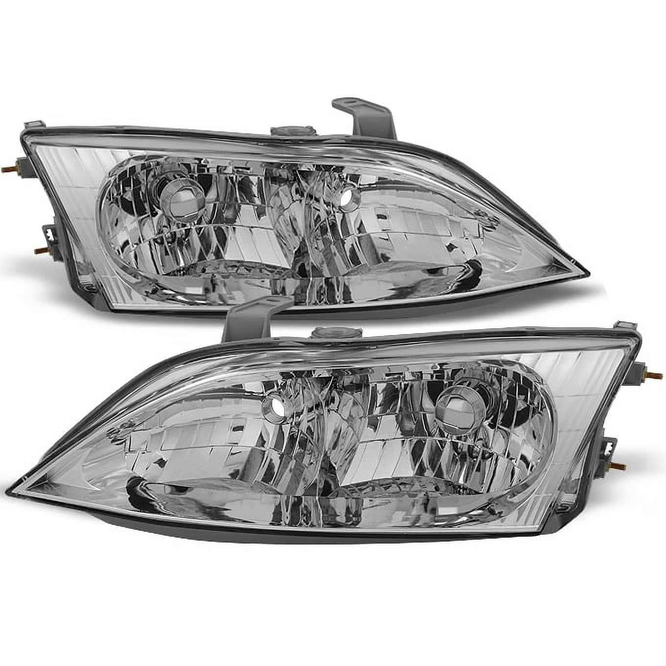 AKKON - For Lexus ES300 Chrome Clear Halogen Type Headlights Front Lamps Replacement Pair Left + Right