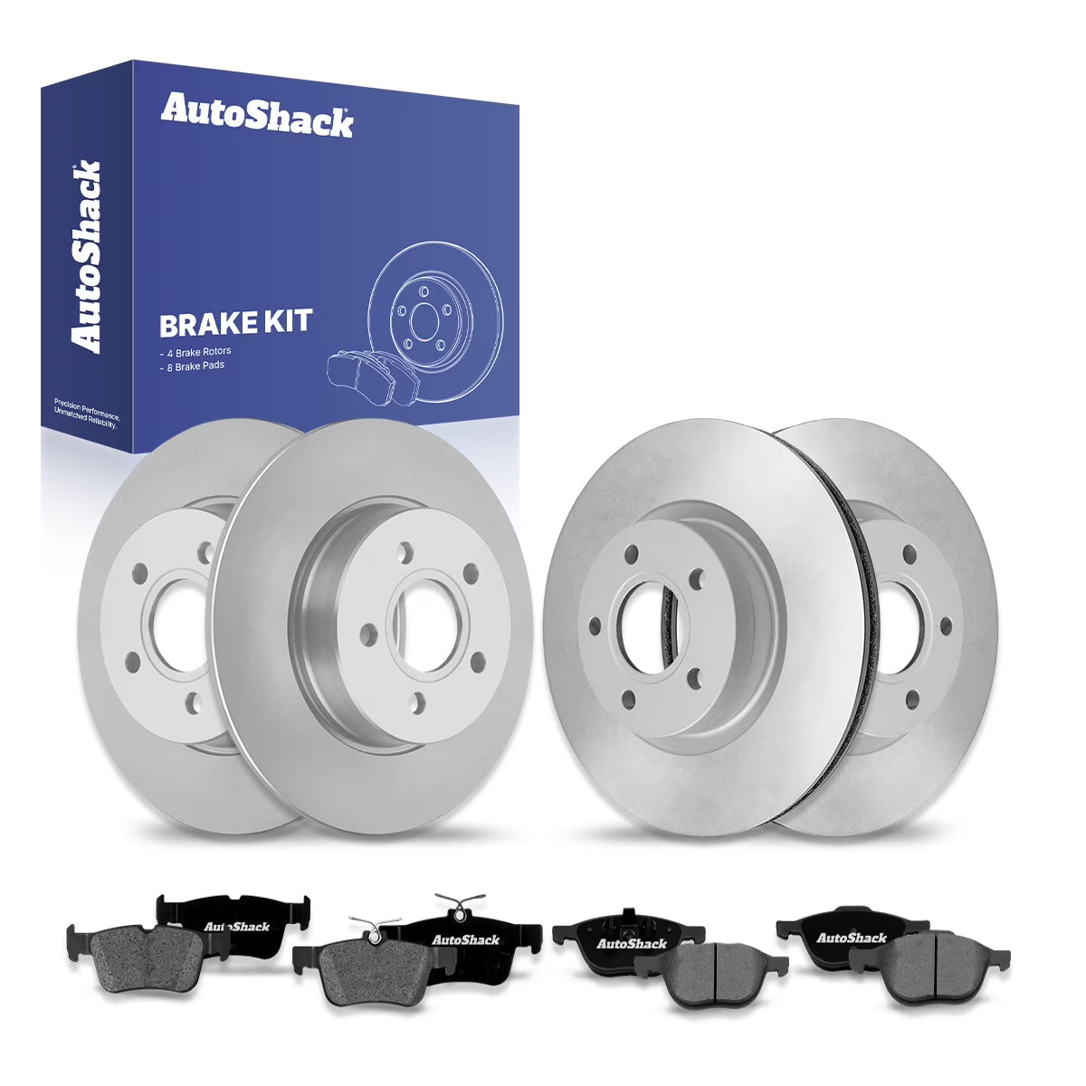 AutoShack Front & Rear Brake Rotors Premium Ceramic Brake Pads | Replacement For 2012-2018 Ford Focus 1.0L 2.0L FWD | 12-PC Brake Kit