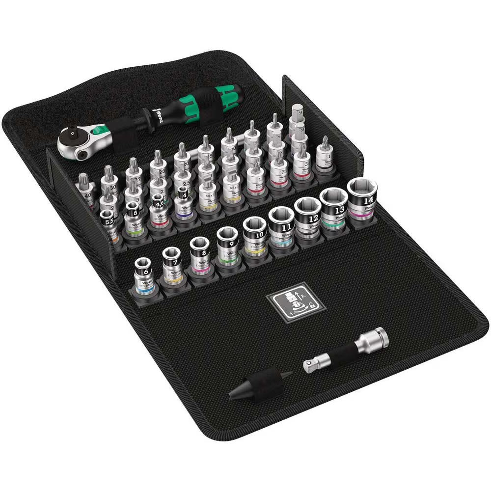 Wera 003755 8100 SA All-in Zyklop Speed Ratchet Set, 1/4  Drive with Holding Function - Metric